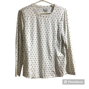Chicos Womens Black and White Polka Dot  Jacquard Top